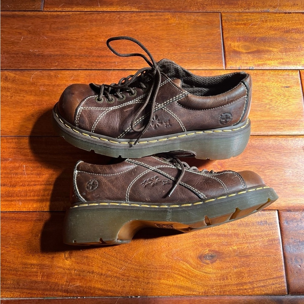 Dr. Martens DAISY Leather Oxford 12283 Brown Chunky Platform Shoes- Women’s 10
